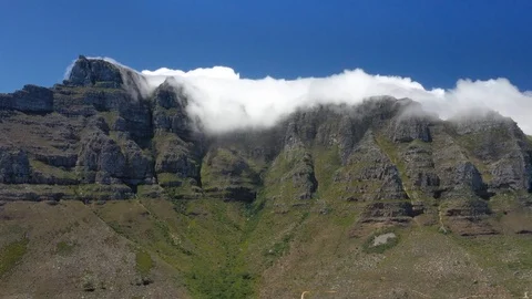 Clouds flowing over Table Mountain, Cape Town, South Africa Stock Footage 102845797