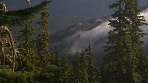 Clouds flowing into valley 5 Stock Footage 101197826