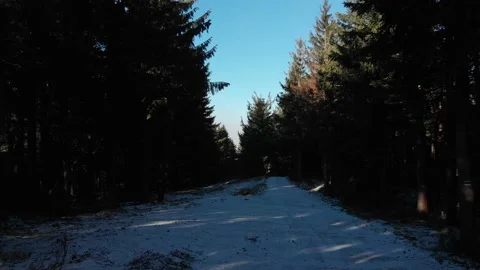 Clouds flows over mountain top. Flying over Radziejowa Range Stock Footage 143989982