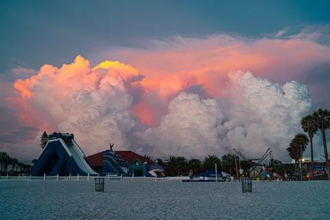 Clouds. Fluffy clouds on sunset. Clearwater Beach Florida Stock Photos