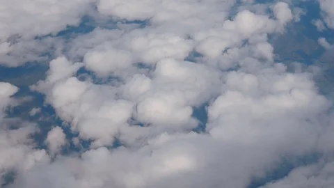 Clouds fluffy sky aerial plane drone view on land earth ground 스톡 동영상 74214661