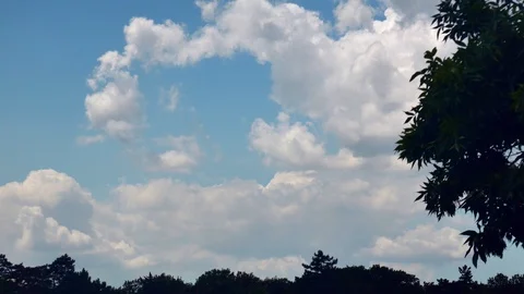 Clouds fly across a royal blue sky. 4k Ideal Titles background 스톡 동영상 116137095