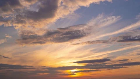 Clouds fly across the sky at sunset. Timelapse Stock Footage 161116102