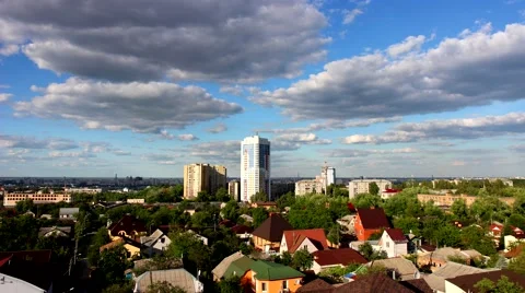 Clouds fly over the big city Stock Footage 64119936