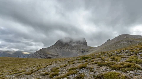 Clouds fly over Olympus mountain peaks in Greece Stock Footage 39562115