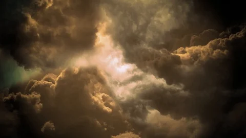 Clouds fly through stormy. Incredible dramatic  4K animation flying Stock Footage 127359870