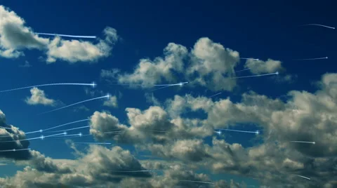 Clouds with flying asterisks Stock Footage 4758724