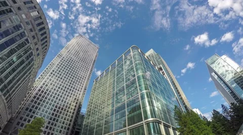 Clouds flying over modern skyscrapers in London, timelapse Stock Footage 57771285