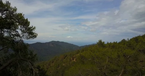 Clouds, fog in the mountains. Cyprus. Cedar Valley. Stock Footage 75329366