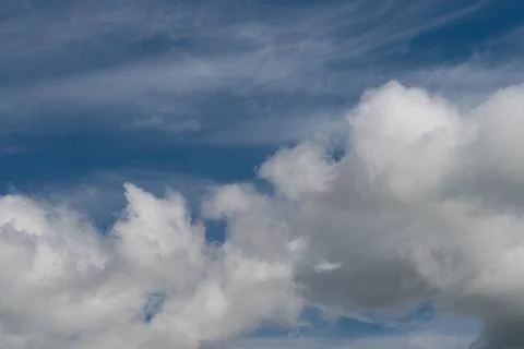 Clouds form mosaic. Fragmented clouds craft colorful sky mosaic. Scattered cl Stock Photos