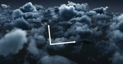 Clouds forming abstract shapes in dark sky, creating mysterious atmosphere Stock Illustration