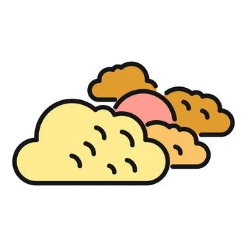 Clouds forming around a pink sun icon Stock Illustration
