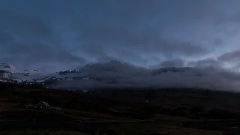 Clouds forming over a mountain in Iceland Video stock 86440965