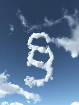 Clouds forms a paragraph symbol in the sky  - 3d illustration Stock Illustration