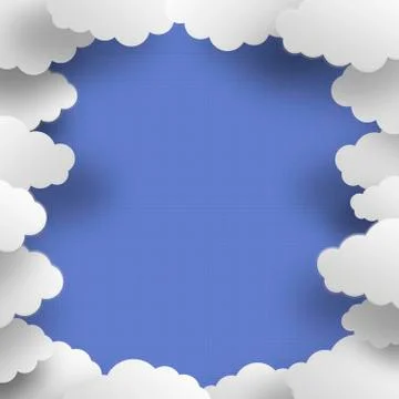 Clouds frame in blue background Stock Illustration