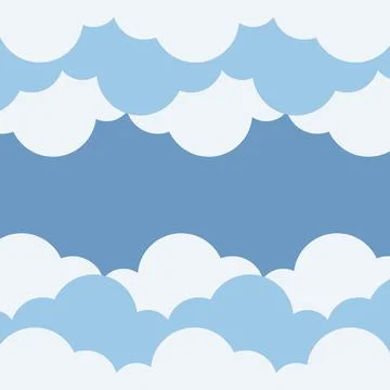 Clouds frame flat, Blue semicircular clouds template childrens background poster Stock Illustration