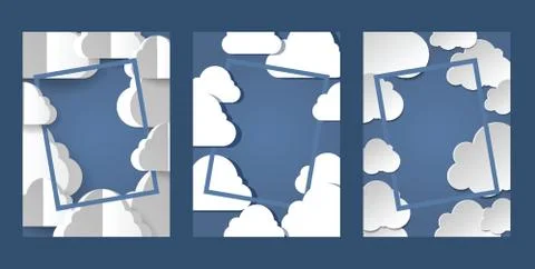 Clouds frame pattern vector cloudy backdrop and blue skyline heaven sky 스톡 일러스트