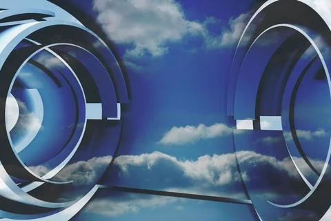 Clouds in a futuristic structure 库存插图