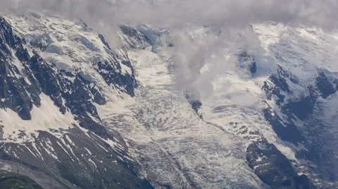 Clouds gathering over Glaciers at the bottom of Mont Blanc time lapse 4K Stock Footage 52518541