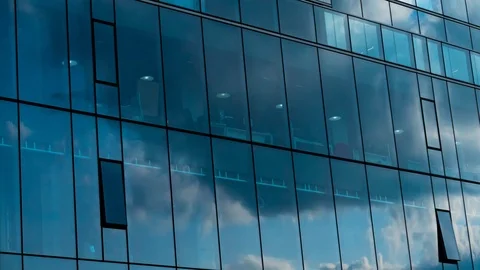 Clouds in glass window reflection Stock Footage 115804037