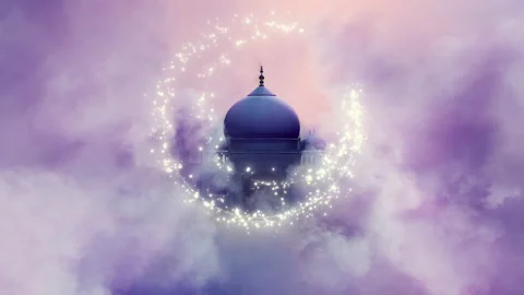 Clouds with Glitter Crescent Moon Stock Footage 231455179