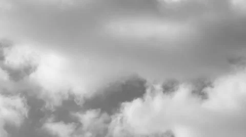 Clouds that go around and flow with the wind in black and white, old style Video stock 52989291