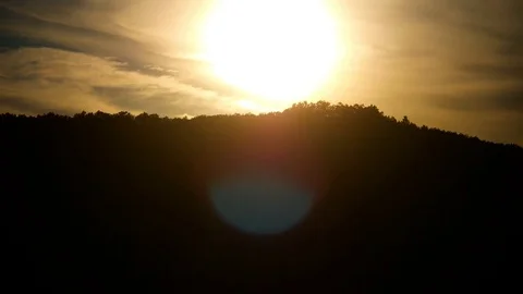 Clouds goes over the Forest in Sunset Stock Footage 80870423