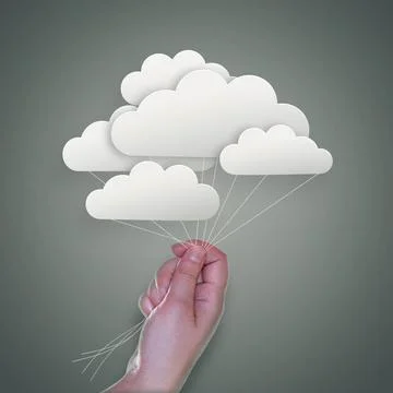Clouds hand holding clouds on light green background Copyright: xZoonar.co... Stock Photos