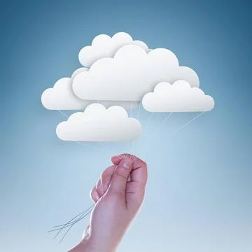 Clouds hand holding clouds on light blue background Copyright: xZoonar.com... Stock Photos