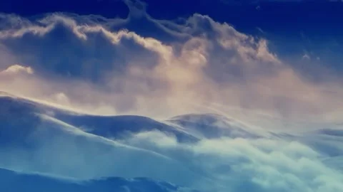 Clouds hang over the mountains Video stock 131376353