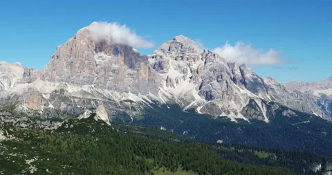 Clouds hanging on Peaks of Mountains in the Alps. Aerial Landscape view 4K Stock Footage 149387485