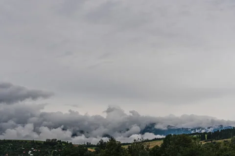 Clouds hanging on the side of mountain range after period of heavy rain. Stock Footage 160619195
