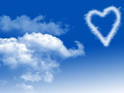 Clouds  heart shape in blue sky Stock Illustration