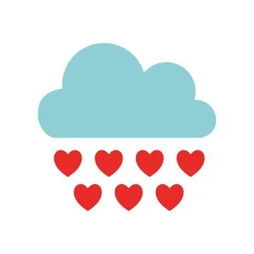 Clouds with hearts flat style icon vector design 스톡 일러스트