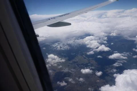Clouds from a height of flight with a wind airplane travel Stock Photos