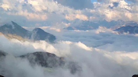Clouds in high mountains Stock Footage 45135426