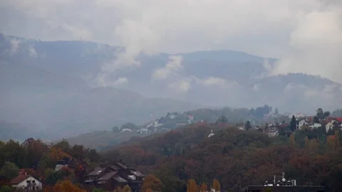 Clouds in the hill Stock Footage 142140310