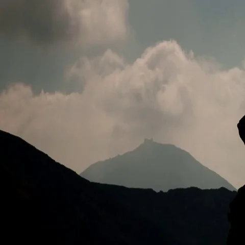 Clouds on the hill where the building Stock Footage 69519746