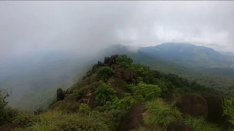 Clouds in the hills of Western ghats Stock Footage