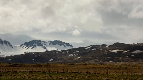 Clouds Hitting Icelandic Mountains Timelapse Stock Footage