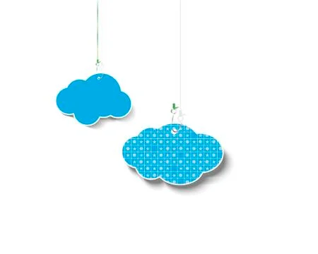 Clouds hung on fishing hooks. Vector illustration. Stock Illustration