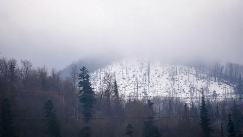 Clouds on ice mountains Stock Footage 73858772