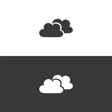 Clouds. Icon on black and white background. Weather vector illustration Illustrazione stock