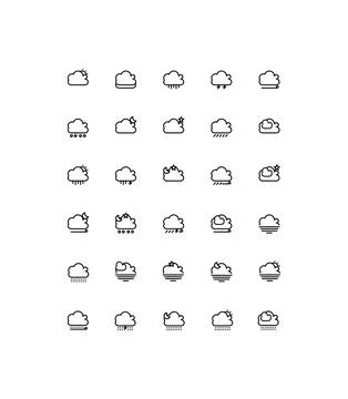 Clouds Icon Line Style Black White Stock Illustration