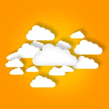 Clouds, icon or design of computing, connectivity or data storage in digital Stock Illustration