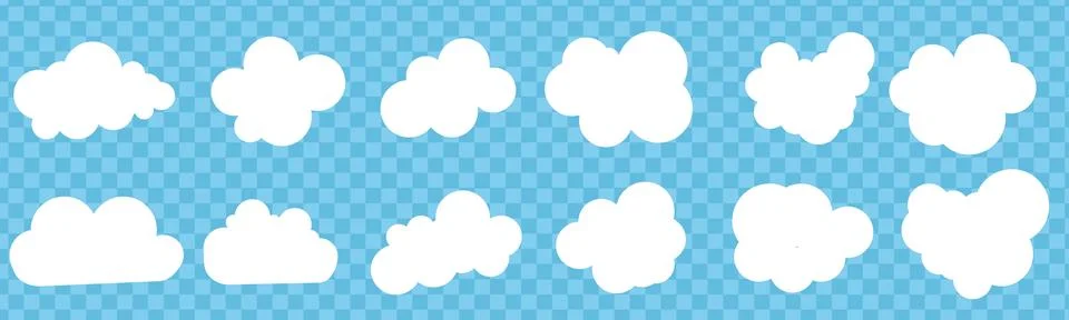 Clouds icon or symbol, set vector illustrations, Stock Illustration