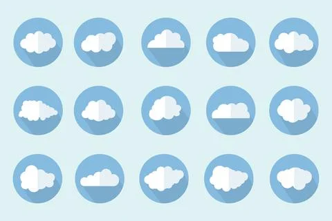 Clouds icon set. Cloud icons for cloud computing web and app. Vector design. Illustrazione stock