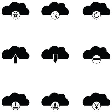 Clouds icon set Stock Illustration