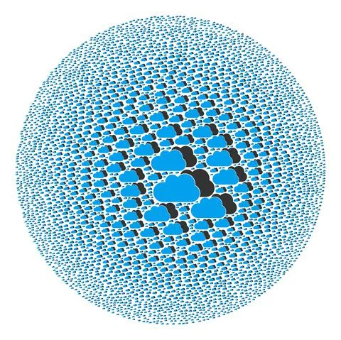 Clouds Icon Spheric Cluster Collage Stock Illustration
