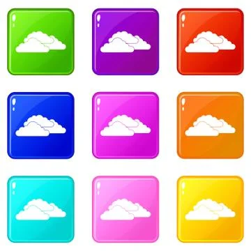 Clouds icons 9 set 스톡 일러스트